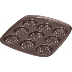 Pyrex Plaque 9 mini pizzas avec emporte pièce ASIMETRIA 6,5cm en métal