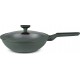 MegaStore Express Wok Induction Fonte D'Aluminium 28 Cm Avec Couvercle En Silicone Wok induction fonte d'aluminium 28cm avec cou