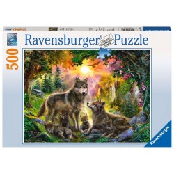 Ravensburger Puzzle 500 pièces - Famille de loups à l'aurore