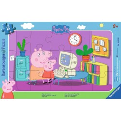 Ravensburger Puzzle cadre 15 pièces - Devant l'ordinateur / Peppa Pig