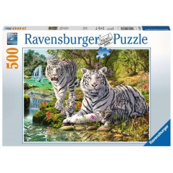 Ravensburger Puzzle 500 pièces - Famille de tigres blancs