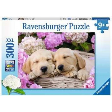 Ravensburger Puzzle 300 p XXL - Mignons chiots dans la corbeille