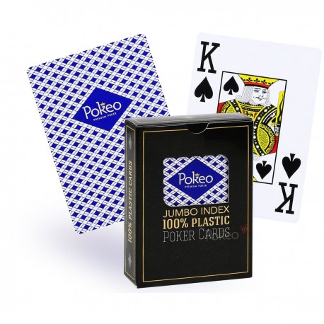 Pokeo Cartes de poker 100% plastique (bleu)