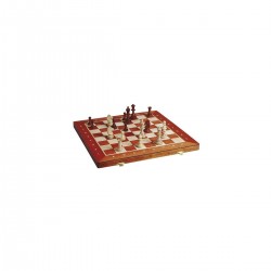 SMIR Coffret d'Échecs Pliant en Bois - Marqueterie Acajou - 41x21cm - SMIR