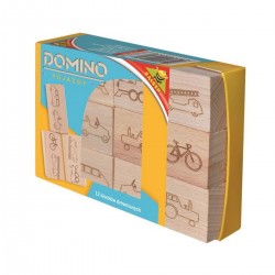 Boite de 12 dominos en bois voiture velo jouet