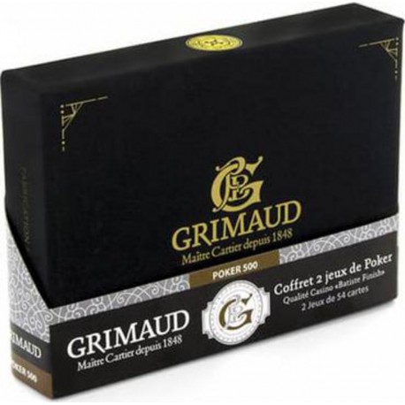 Grimaud Grimaud Expert - Coffret Exclusif Poker 500 - 2 jeux de 54 cartes toilées plastifiées - format poker (lot de 2) 184828