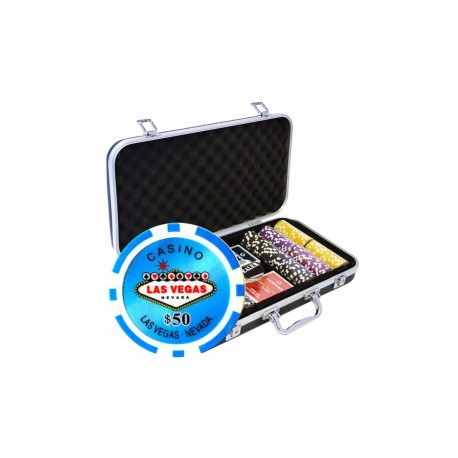 Welcome Las Vegas Mallette Premium de 300 jetons de poker Welcome Las Vegas - version TOURNOI - ABS insert métallique 12g - avec