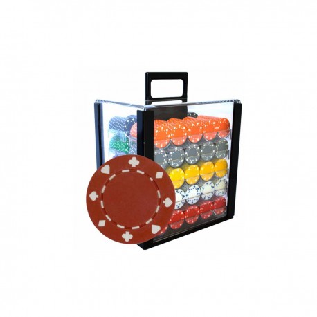 Suited Bird Cage de 1000 jetons de poker Suited - en ABS insert métallique 12g - avec accessoires