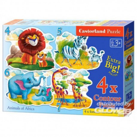 Castorland Puzzle Animaux d'Afrique, 4 x Puzzle (4 + 5 + 6 + 7)