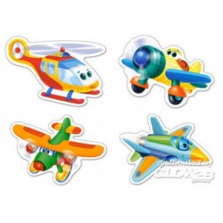 Castorland Puzzle Funny Planes, 4x Puzzle 3 + 4 + 6 + 9 Parts