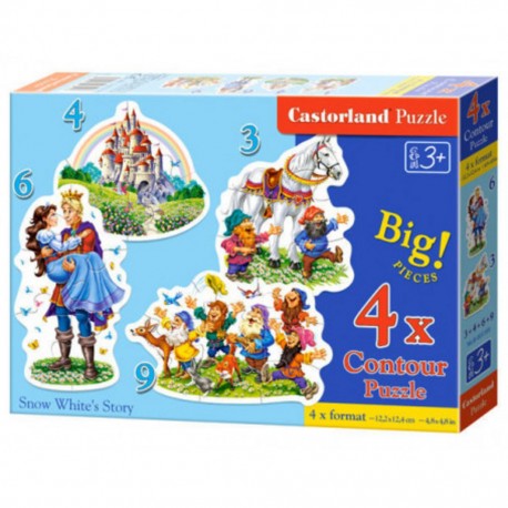 Castorland Puzzle L'histoire de Blanche Neige, Puzzle 3 + 4 + 6 + 9 Teile