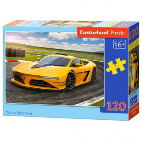 Castorland Puzzle Voiture de sport jaune, Puzzle 120 couleurs