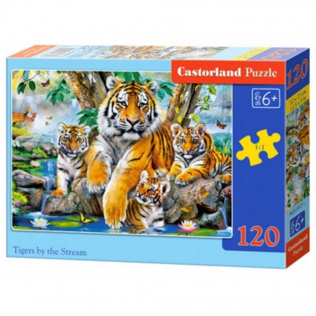 Castorland Puzzle Tigres au bord du ruisseau, Puzzle 120 couleurs