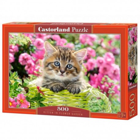 Castorland Puzzle Chaton dans un jardin de fleurs, Puzzle 500 pièces