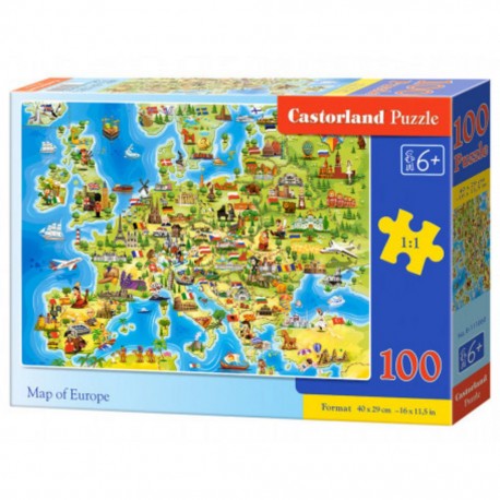 Castorland Puzzle Carte de l'Europe, Puzzle 100 couleurs