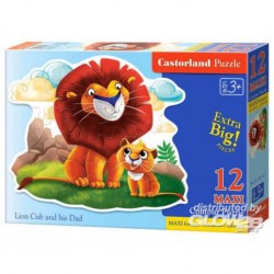 Castorland Puzzle Lion Cub et son papa, puzzle 12 pièces maximum