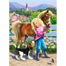 Castorland Puzzle Une promenade avec poney et chien