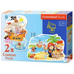 Castorland Puzzle Pirate Treasure, 2x puzzle (9 + 15) pièces