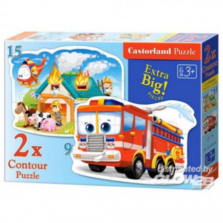 Castorland Puzzle Brigade de pompiers en action, 2xPuzzle (9 + 15) Te