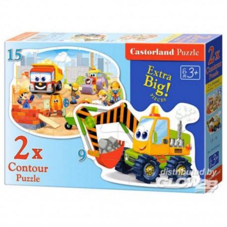 Castorland Puzzle Travaux de construction, pièces 2xPuzzle (9 + 15)