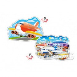 Castorland Puzzle Airport Adventures, 2 x casse-tête (9 + 15) pièces