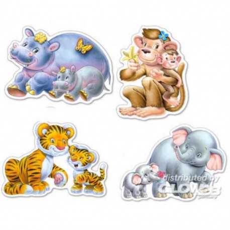 Castorland Puzzle Jungle babies, 4x puzzle (4 + 5 + 6 + 7) pièces