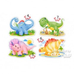 Castorland Puzzle Baby Dinosaurs, 4x Puzzle (4 + 5 + 6 + 7) pièces