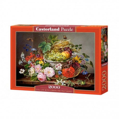 Castorland Puzzle Nature morte avec des fleurs et corbeille de fruits