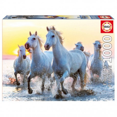 Educa Puzzle Chevaux blancs au coucher du soleil