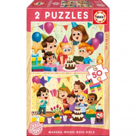 Educa Puzzle Puzzle bois fête d'anniversaire