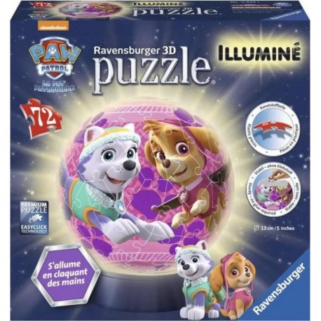 Ravensburger Puzzle 3D rond 72 p illuminé - Pat'Patrouille - Filles