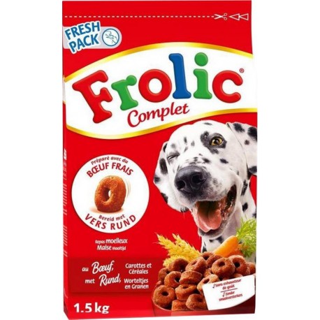 Frolic Complet Croquettes Chiens Boeuf Carottes Céréales 1,5Kg (lot de 3 soit 4,5Kg)