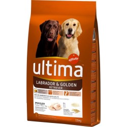 Ultima Croquettes Labrador Et Golden Chiens Poulet Riz Céréales Complètes Format 7,5Kg