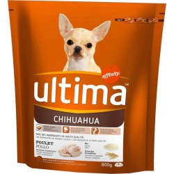 Ultima Croquettes Chihuahua Chiens Poulet Riz Céréales Complètes Format 800g (lot de 3)