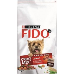 Fido Croquettes Croq Mix Chiens (petits chiens de moins de 25Kg) au Boeuf, Céréales et Légumes 1Kg (lot de 6)
