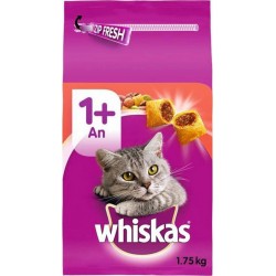 Whiskas Croquettes Chats 1+An au Boeuf 1,750Kg (lot de 3)