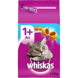 Whiskas Croquettes Chats 1+An au Thon 1,750Kg (lot de 3)