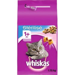 Whiskas Croquettes Chats Stérilisés 1+An au Saumon 1,75Kg (lot de 3)