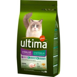 Ultima Croquettes Chat Stérilisé d’Intérieur Dinde 1,5Kg (lot de 3)