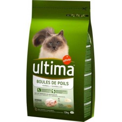 Ultima Croquettes Chat Boules de Poils Dinde 1,5Kg (lot de 3)