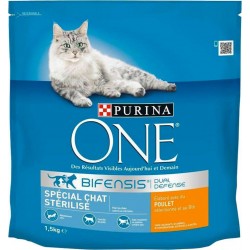 Purina One Croquettes Chat Stérilisé Poulet 1,5Kg (lot de 3)