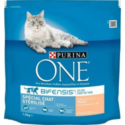 Purina One Croquettes Chat Stérilisé Truite 1,5Kg (lot de 3)