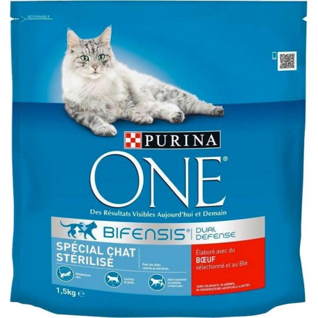 Purina One Croquettes Chat Stérilisé Boeuf 1,5Kg (lot de 3)