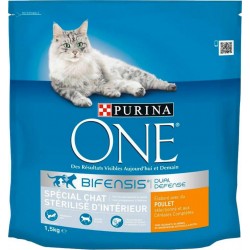 Purina One Croquettes Chat Stérilisé d’Intérieur Poulet 1,5Kg (lot de 3)