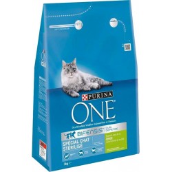 Purina One Croquettes Chat Stérilisé Dinde 3Kg (lot de 2)