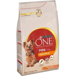 Purina One Croquettes Chien Senior 8+ Mini -10Kg Poulet 1,5Kg (lot de 3)