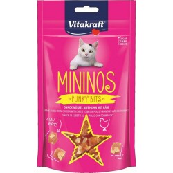 Vitakraft Mininos Punky Bits Cubes De Poulet Friandises Avec Fromage Pour Chat 40g (lot de 6)