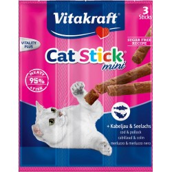 Vitakraft Cat Stick Mini Cabillaud et Colin Pour Chat 18g (lot de 8)