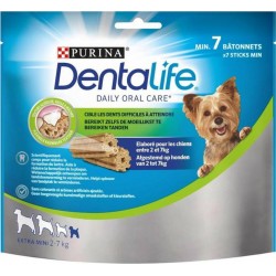 Purina Dentalife Bâtonnets Pour Chiens Extra Mini 2 à 7kg Texture Alvéolée Facile à Mâcher 69g (lot de 8 sachets)