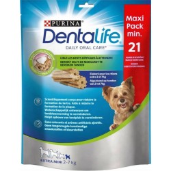 Purina Dentalife Bâtonnets Pour Chiens Extra Mini 2 à 7kg Texture Alvéolée Facile à Mâcher Maxi Format 207g (lot de 4 sachets)